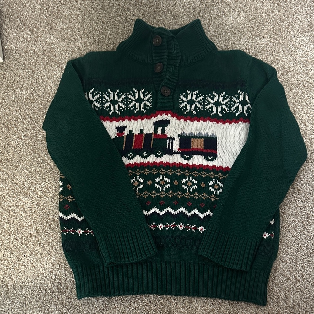 The Children's Place Dark Green Train Turtleneck Sweater